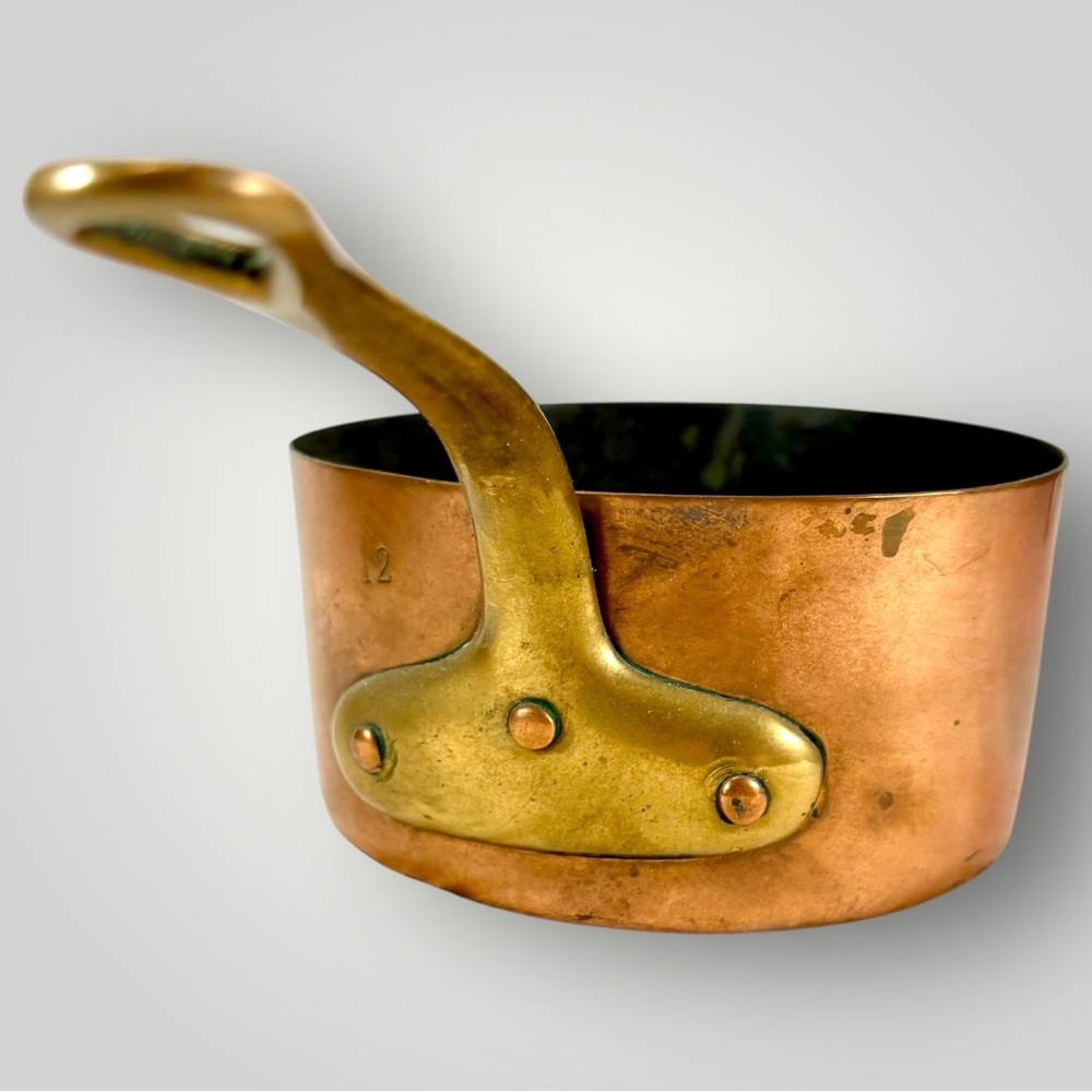 Antique French 5” Copper Sauce Pan Tin Lined Late 19th Century